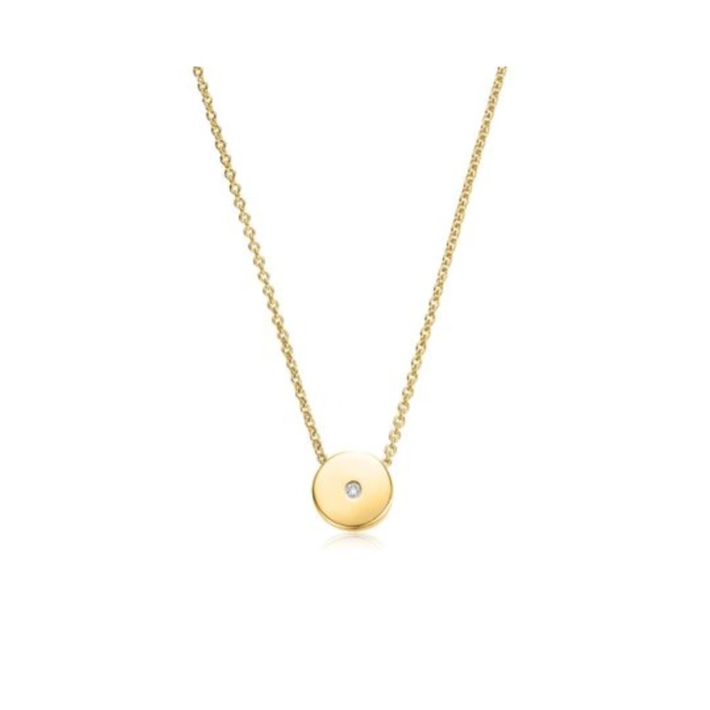 Monica Vinader Linear Solo Diamond Pendant Necklace in Gold/Diamond